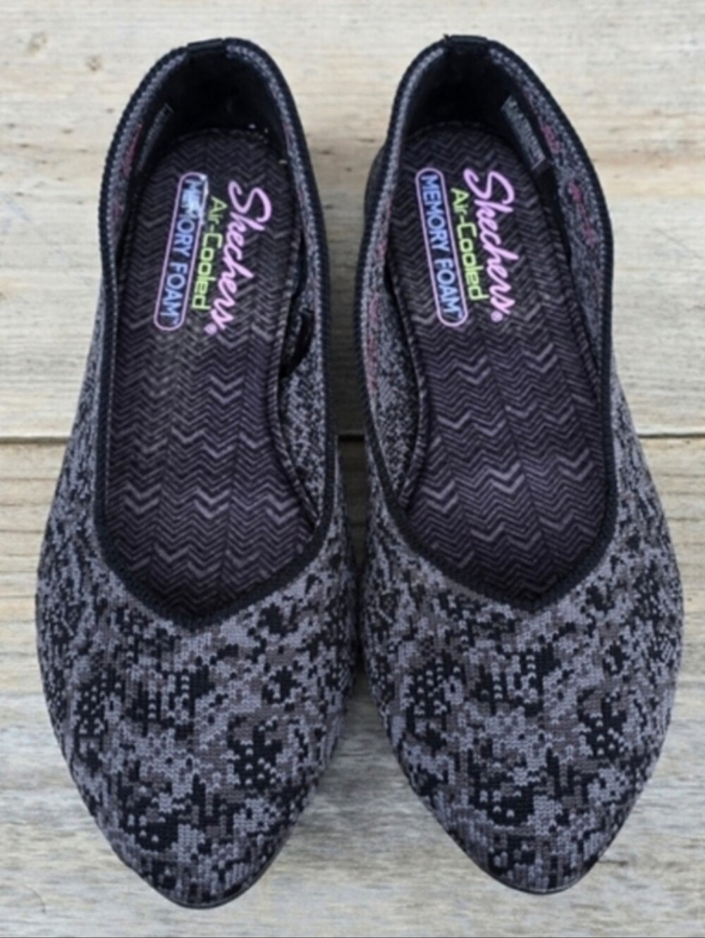 Skechers Cleo Camo Girl Strech Knit Pointed Toe Comfort Ballet Flats 7M